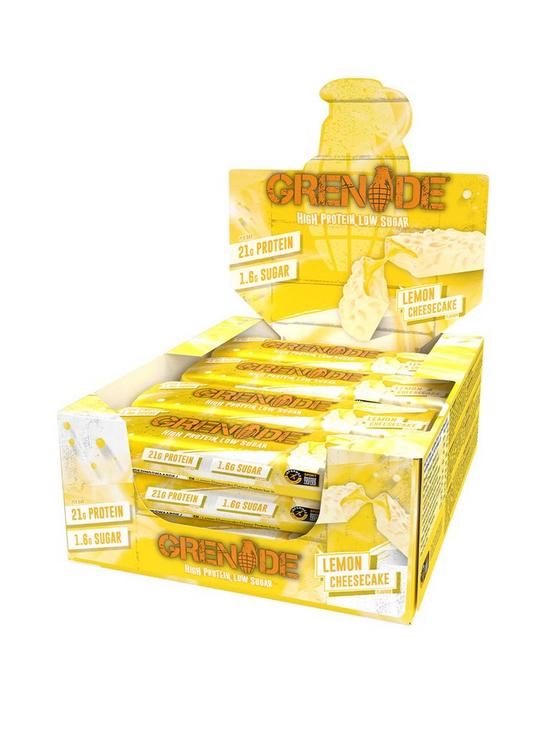 front image of grenade-protein-bars-lemon-cheesecake-box-of-12