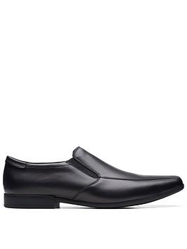 clarks sidton edge shoes - black leather, black leather, size 9, men