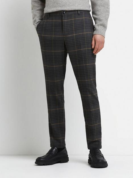 river-island-brown-tan-scale-check-trousers