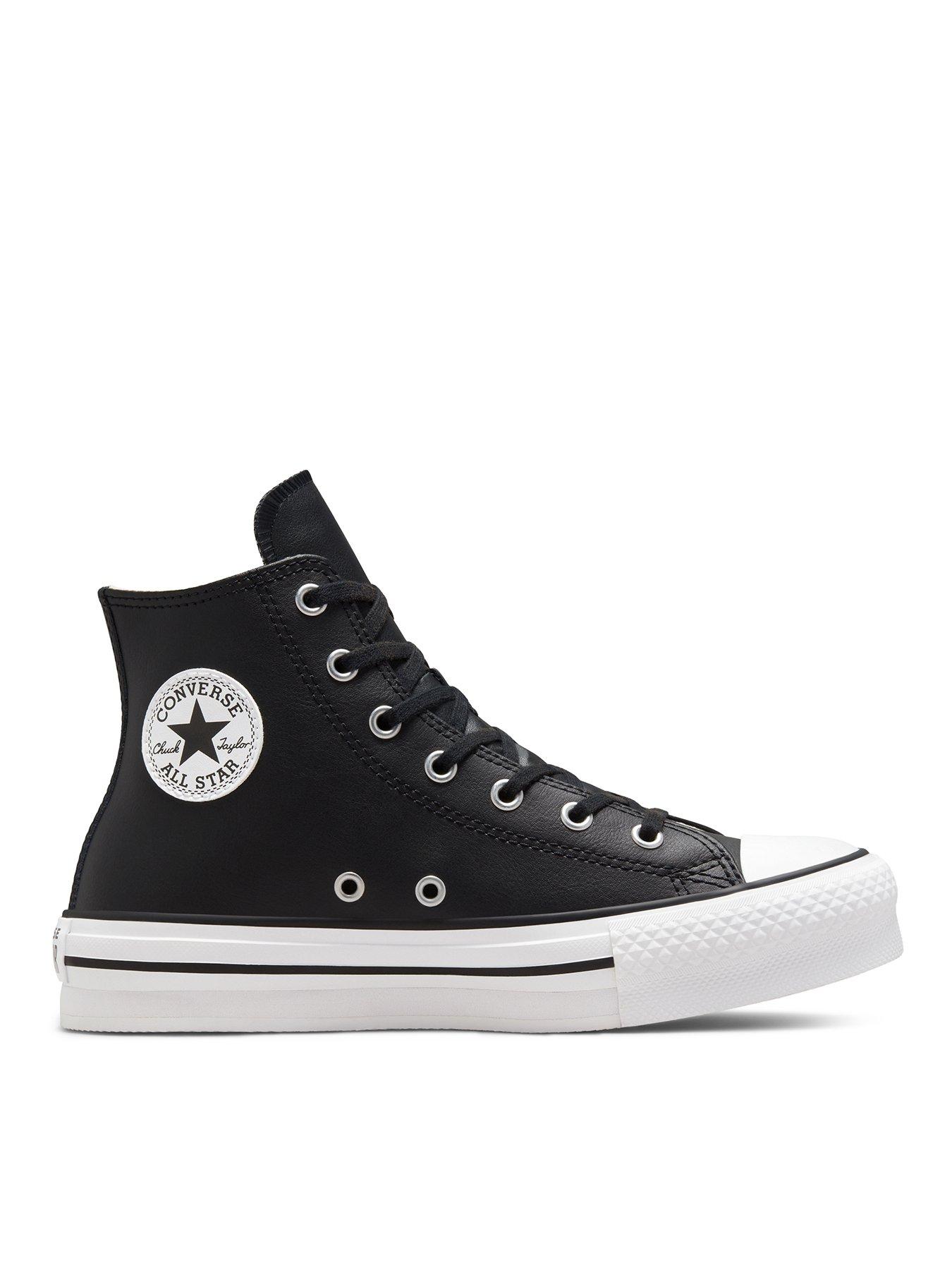 Converse Junior Girls Leather EVA Lift Hi Top Trainers - Black