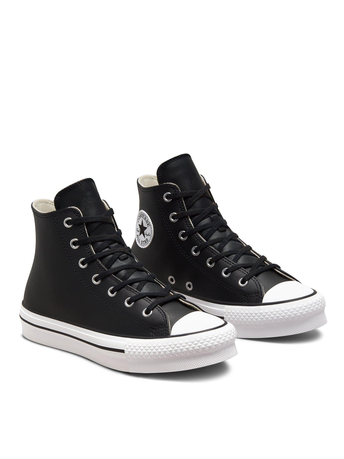 Image 2 of 6 of Converse Junior Girls Leather EVA Lift Hi Top Trainers - Black