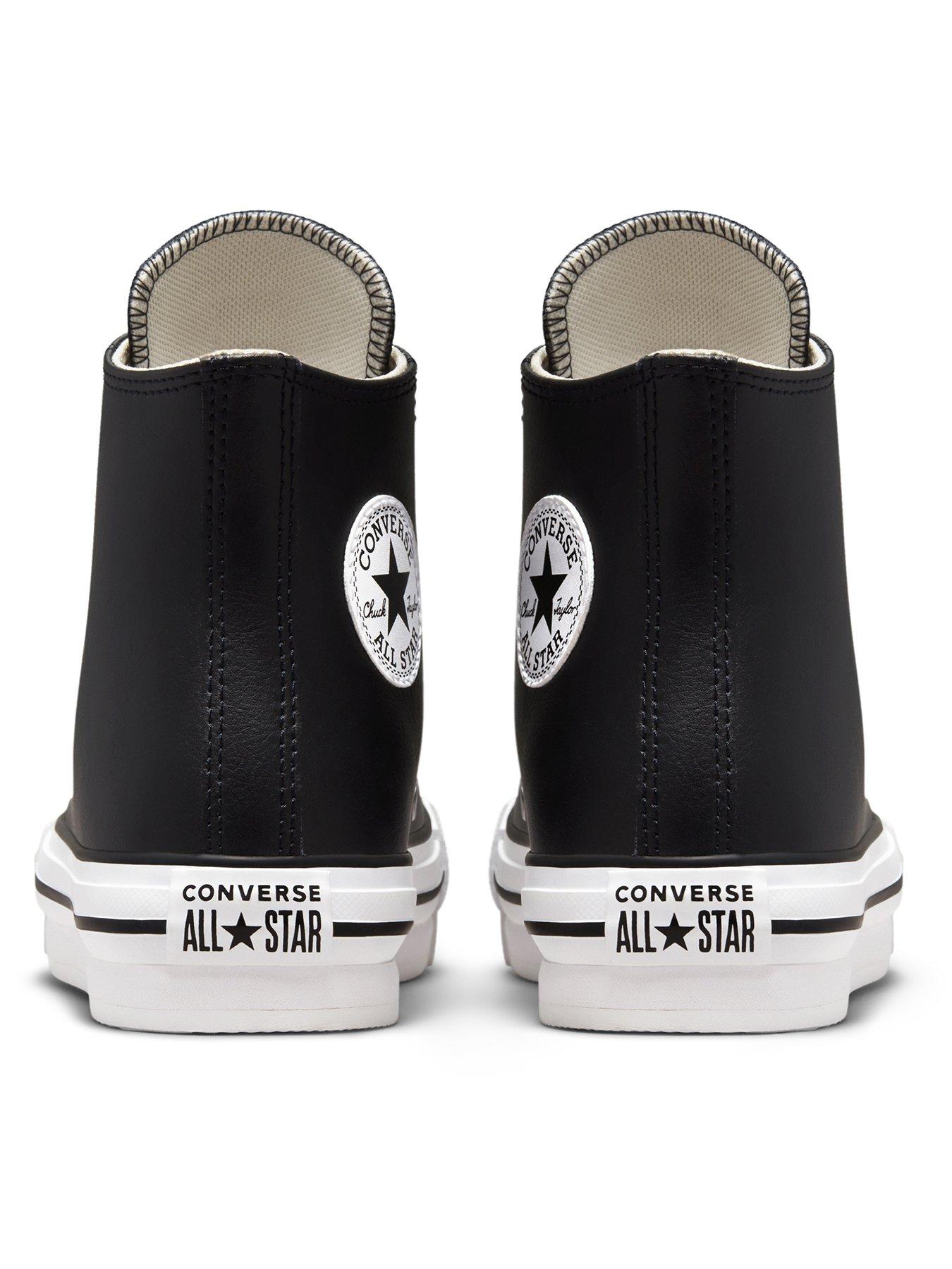 Image 3 of 6 of Converse Junior Girls Leather EVA Lift Hi Top Trainers - Black