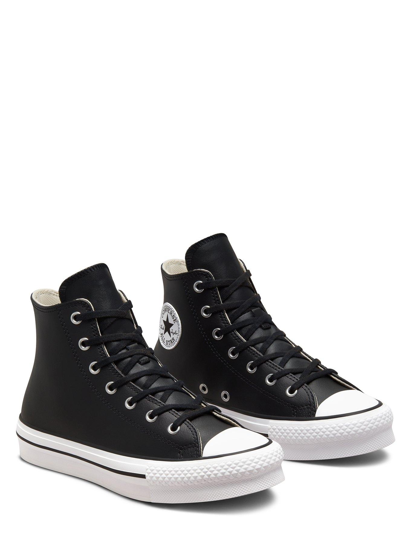 Converse Junior Girls Leather EVA Lift Hi Top Trainers Black Very