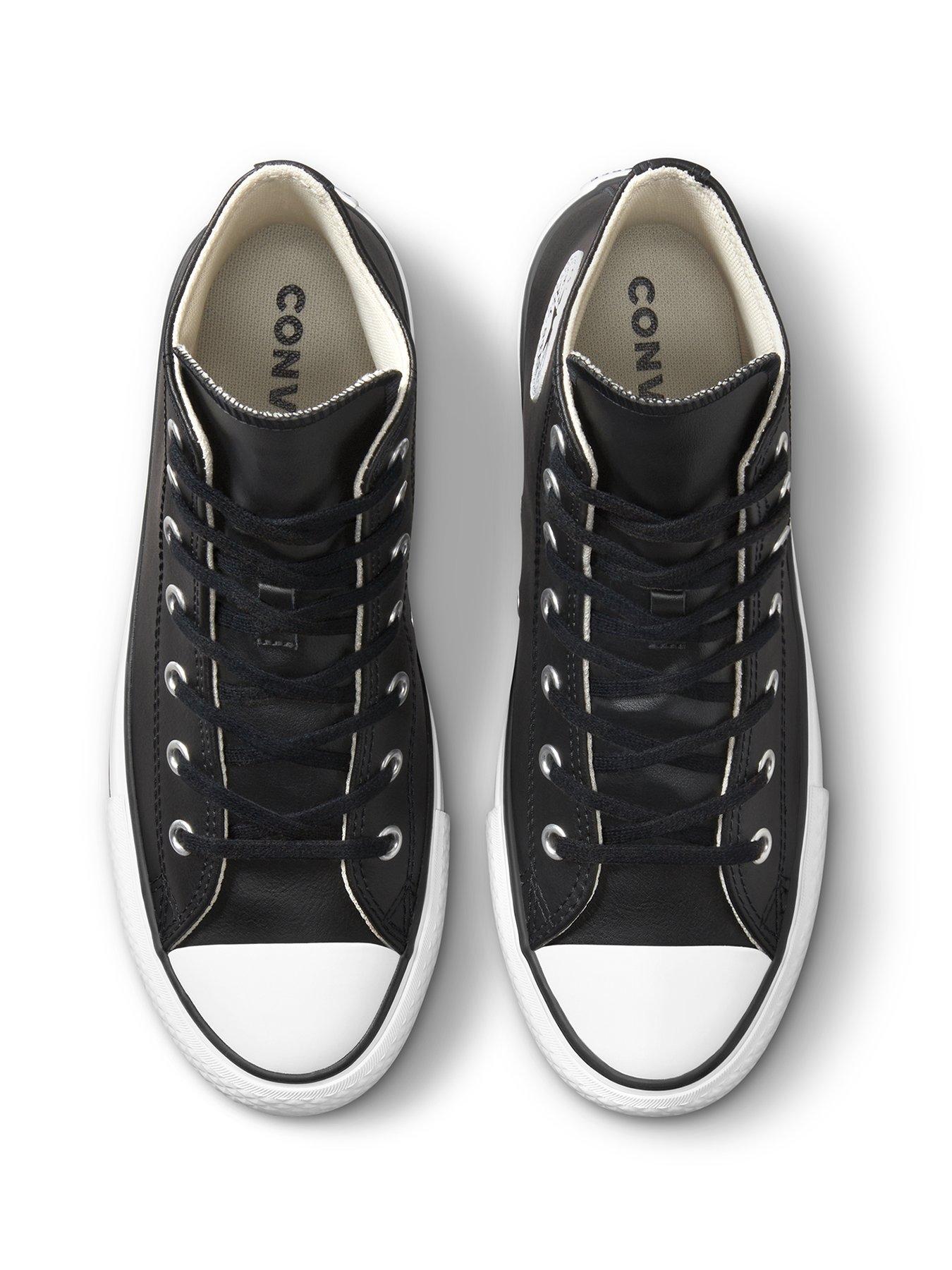 Black leather converse junior best sale