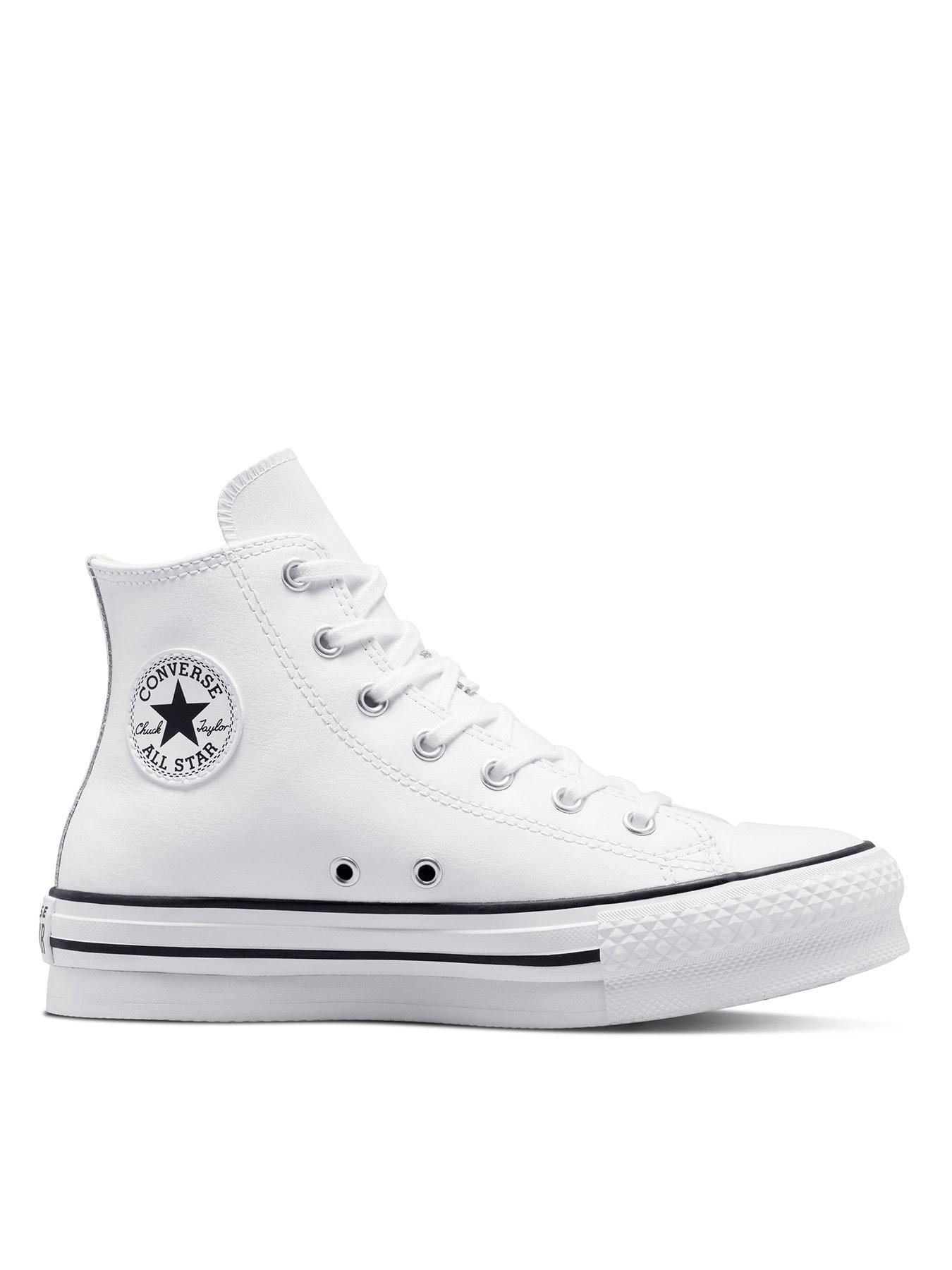 Converse Junior Girls Leather EVA Lift Hi Top Trainers - White