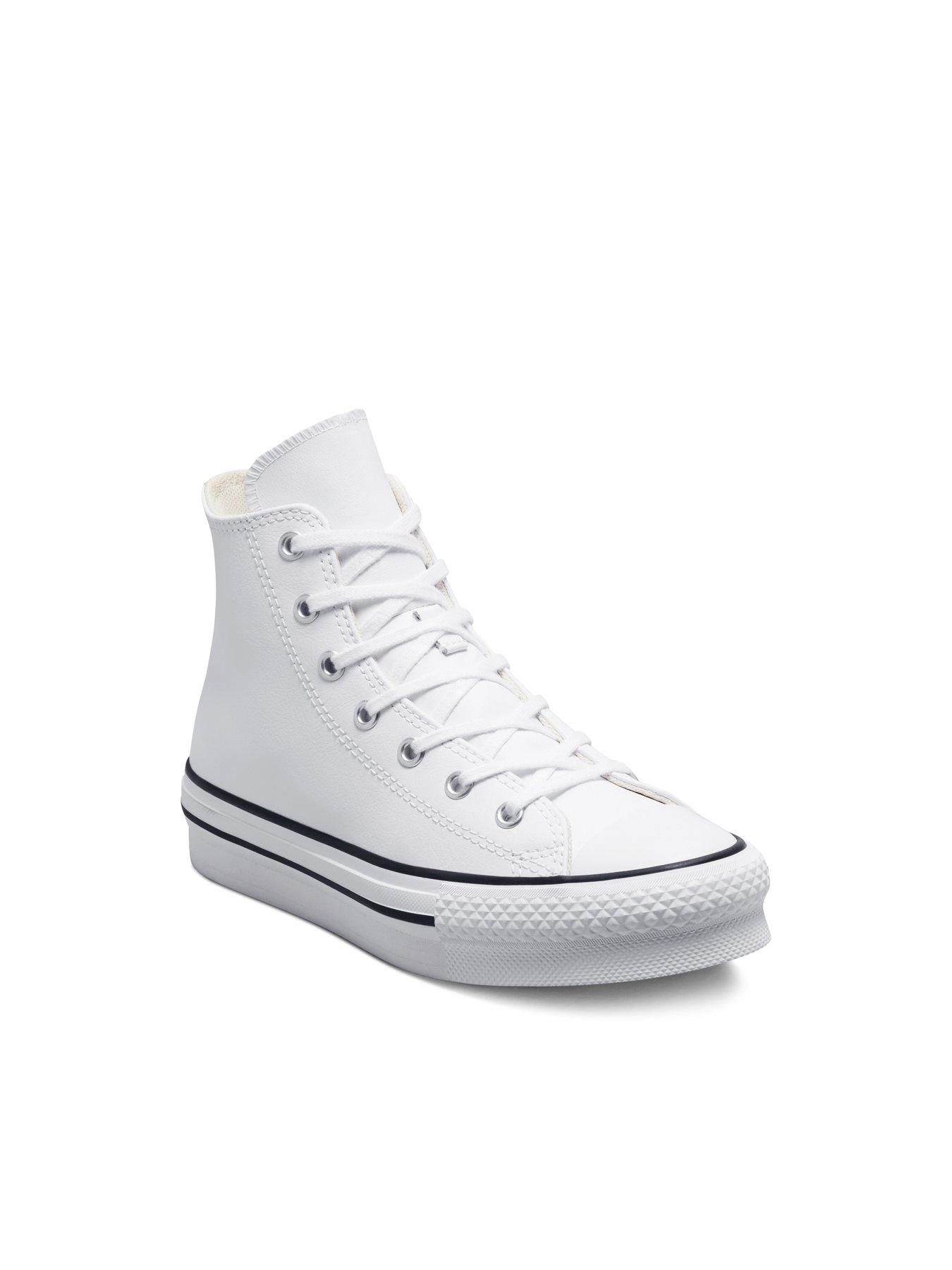 Converse Junior Girls Leather EVA Lift Hi Top Trainers - White | Very.co.uk