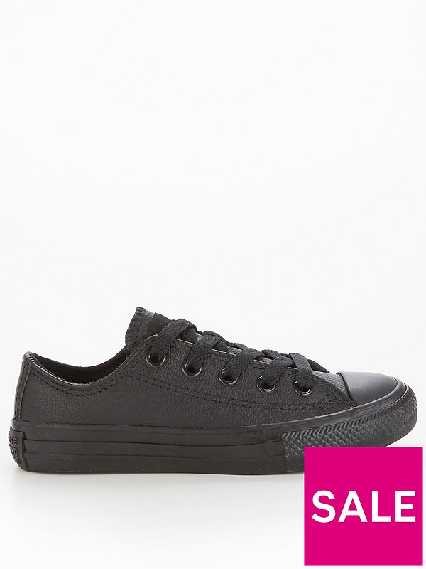Converse Chuck Taylor All Star Childrens Leather Ox Trainers - Black |  