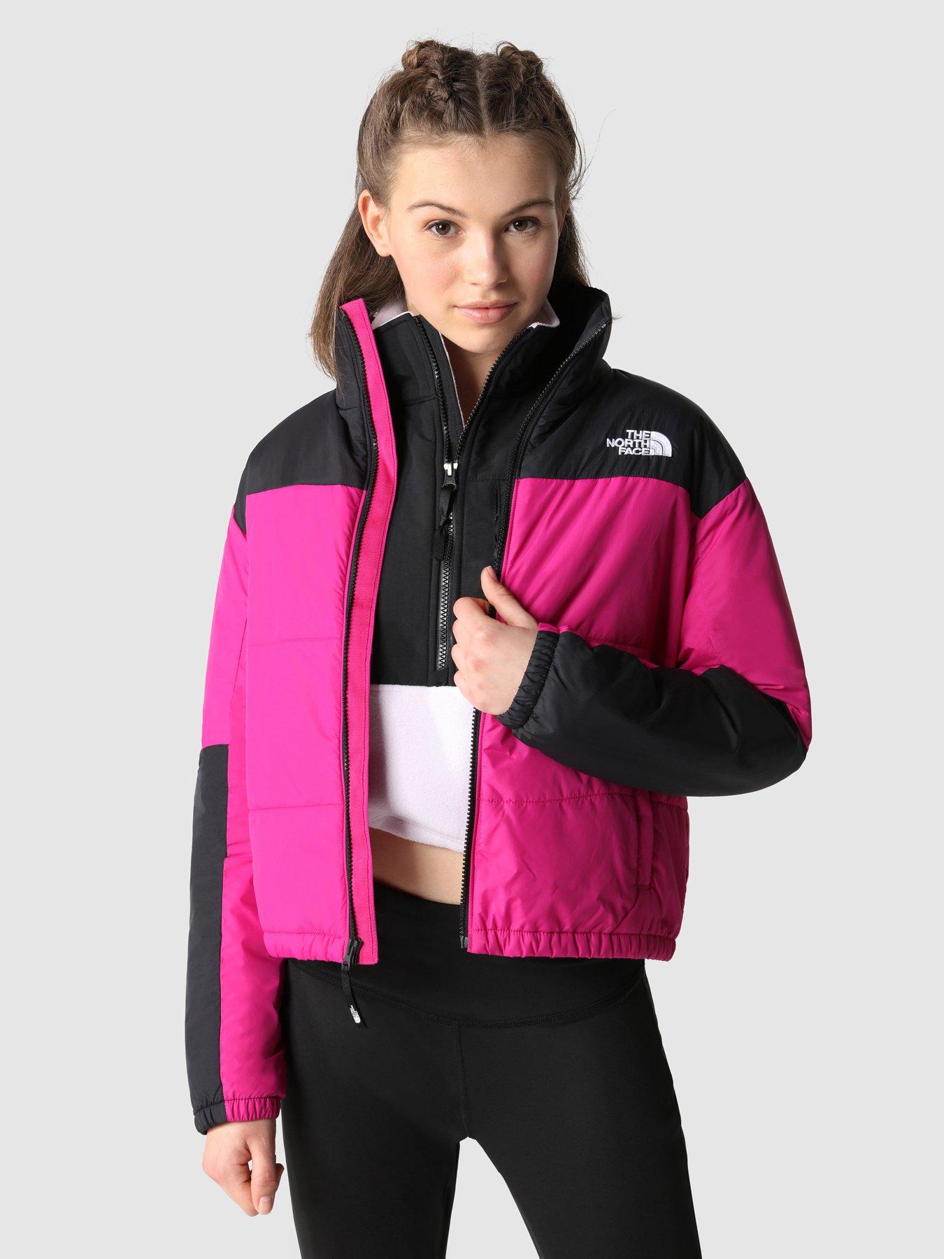 North face jacket pink and black deals