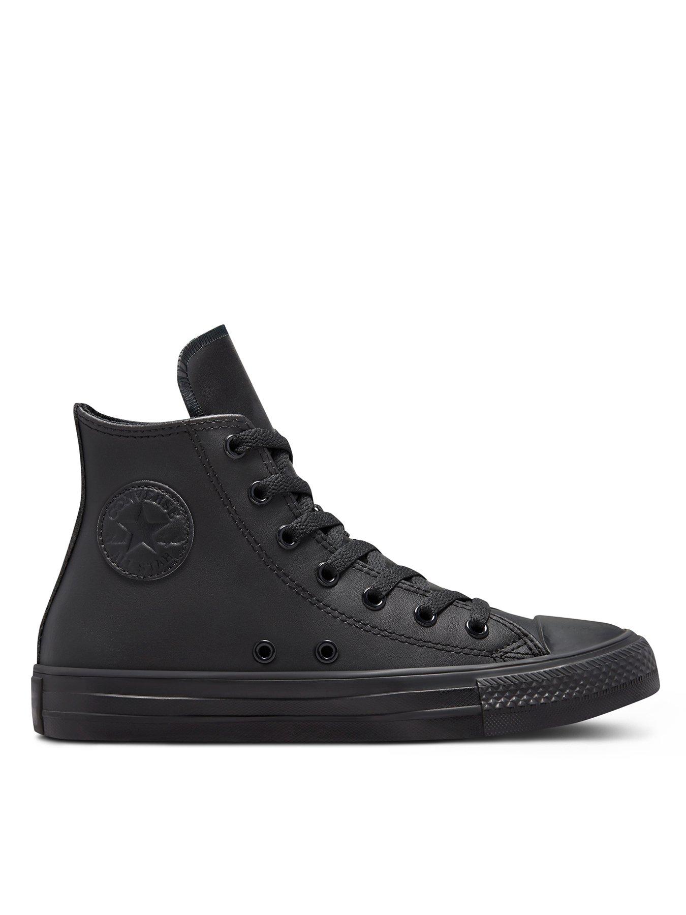 Junior all shop black leather converse