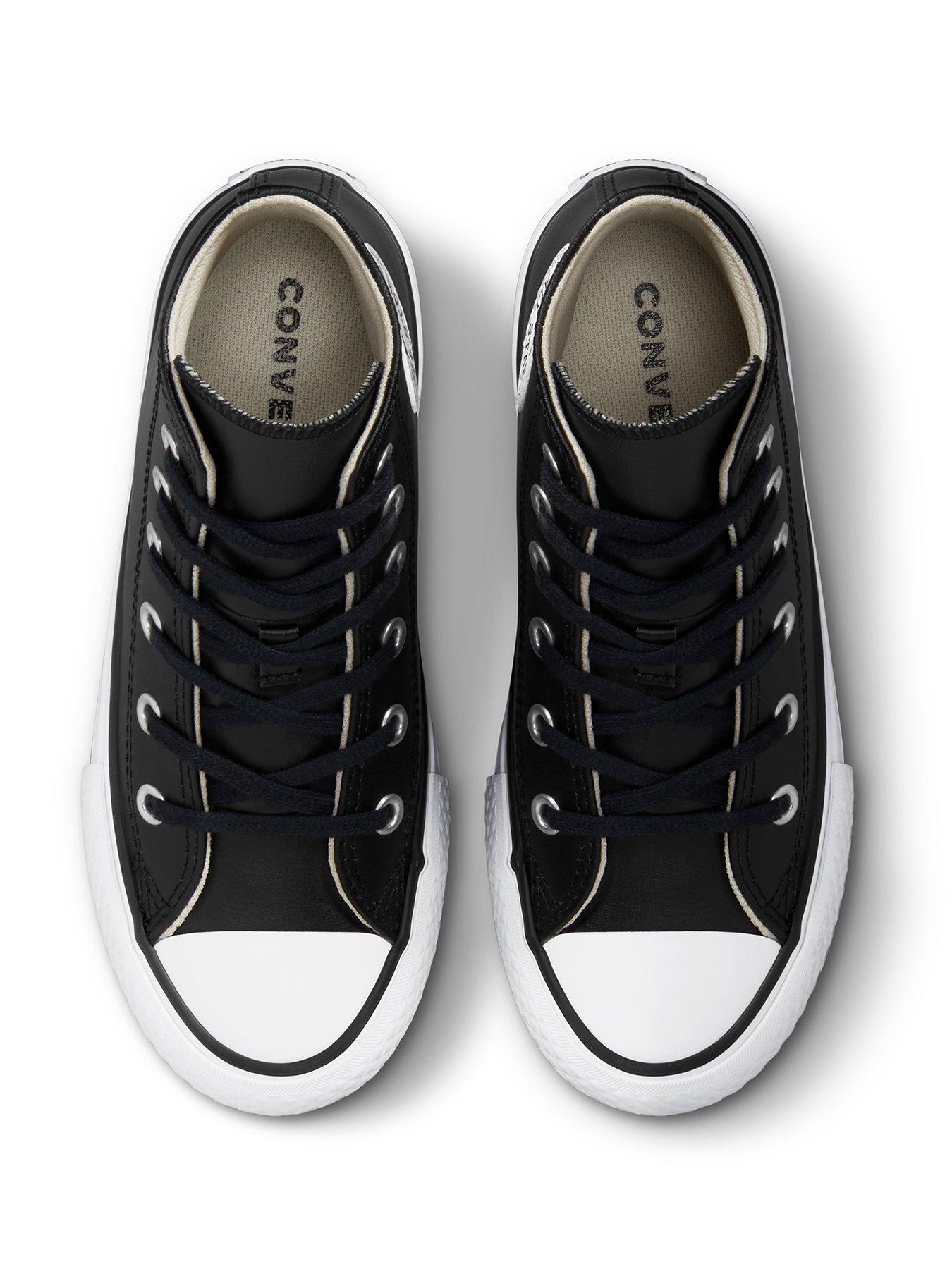 Image 4 of 7 of Converse Kids Girls Leather Eva Lift Hi Top Trainers - White/Black