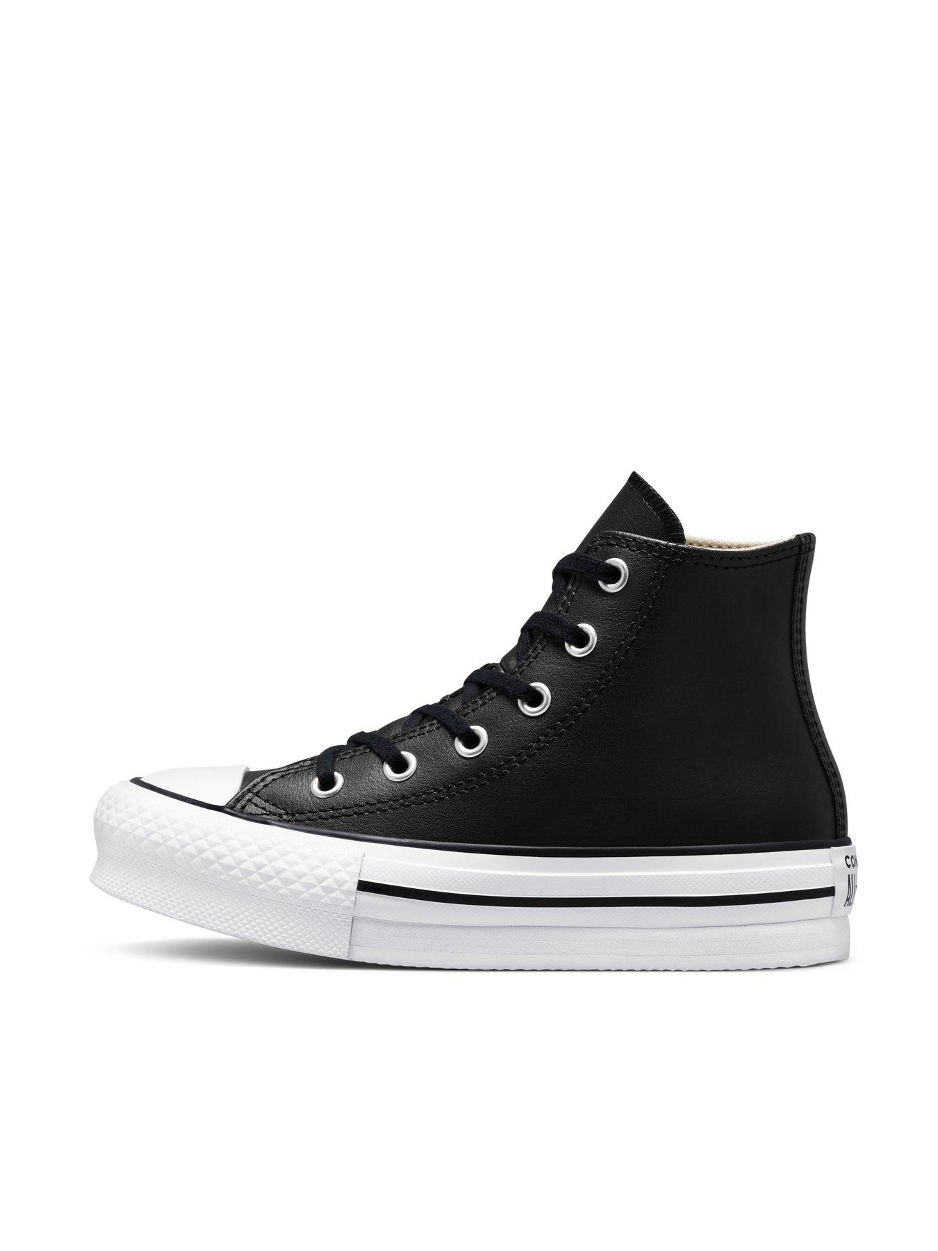 Image 6 of 7 of Converse Kids Girls Leather Eva Lift Hi Top Trainers - White/Black