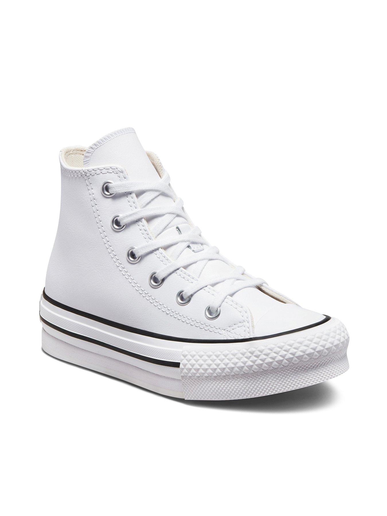 Image 2 of 7 of Converse Kids Girls Leather Eva Lift Hi Top Trainers - White