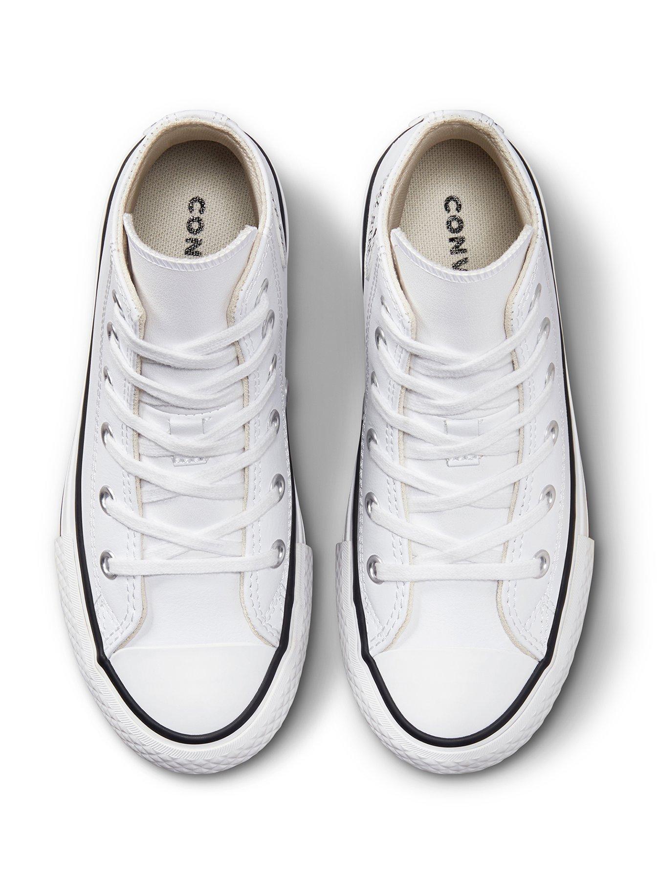 Image 4 of 7 of Converse Kids Girls Leather Eva Lift Hi Top Trainers - White