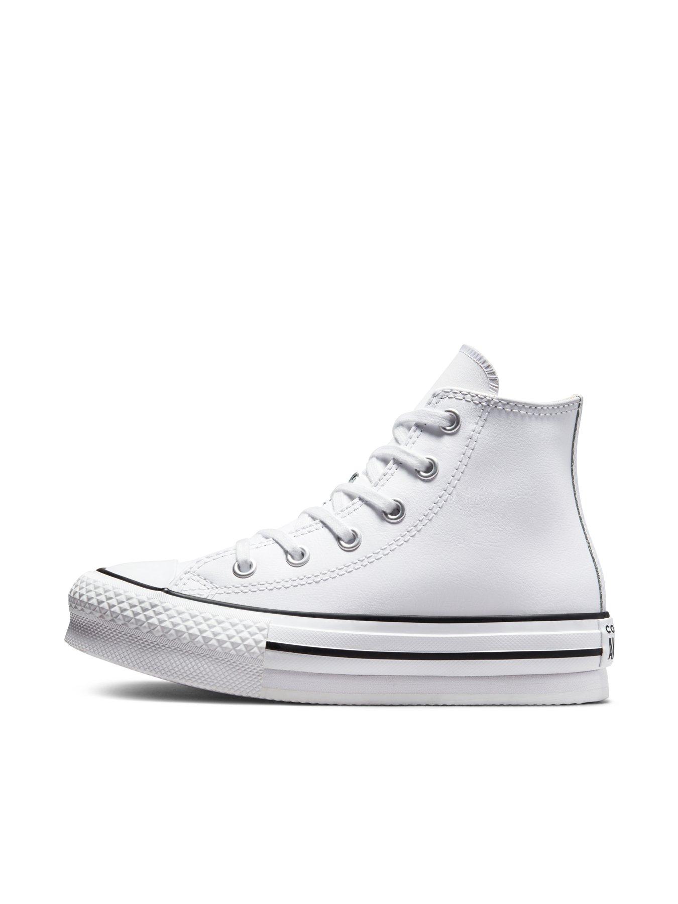 Image 6 of 7 of Converse Kids Girls Leather Eva Lift Hi Top Trainers - White