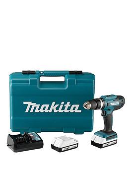 Product photograph of Makita 18v Cordless Combi Drill With 74-piece Accessory Set Amp 2x 2 0ah Batteries from very.co.uk