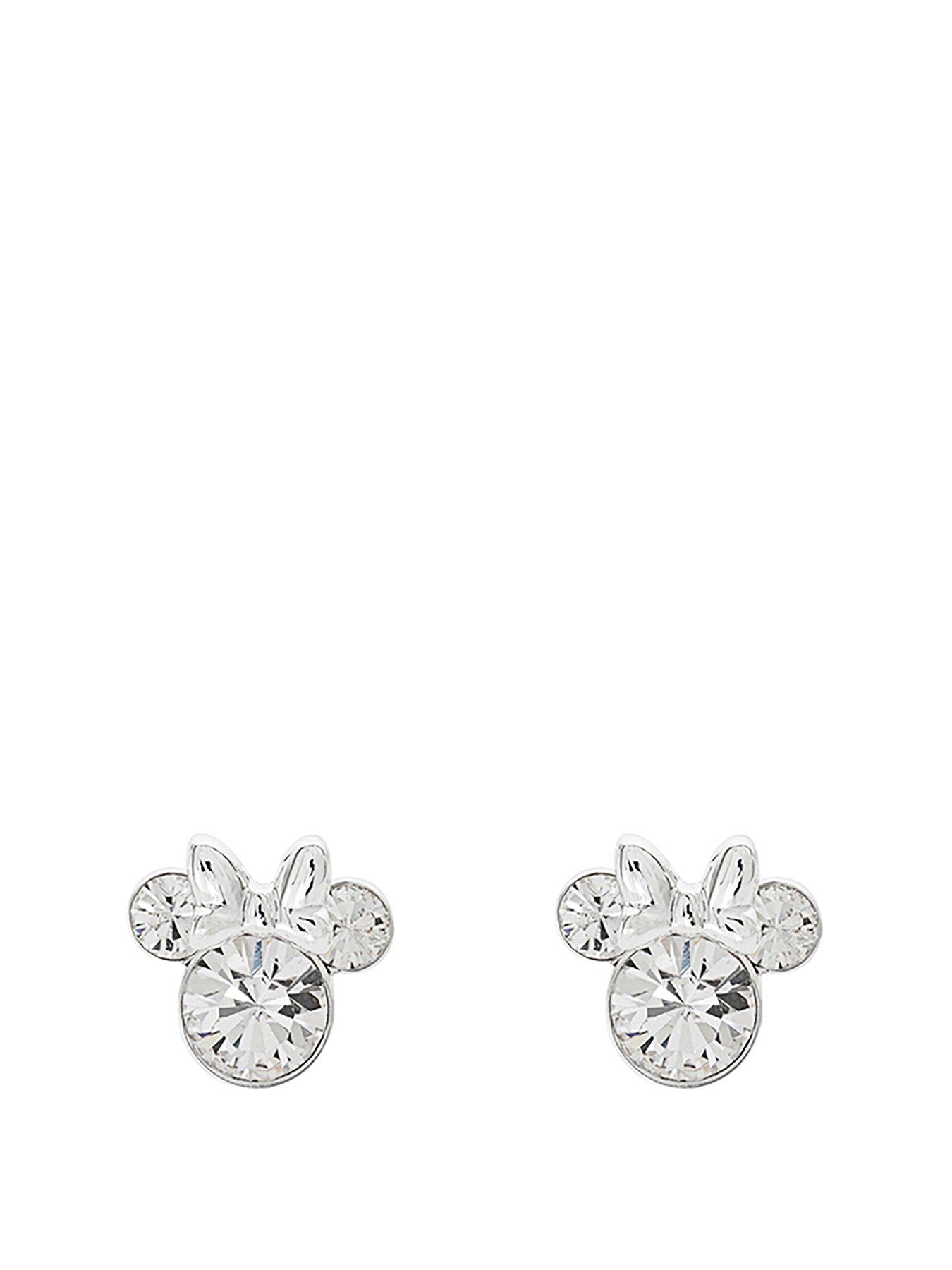 Product photograph of Disney Minnie Silver Plated Birthstone Stud Earrings from very.co.uk