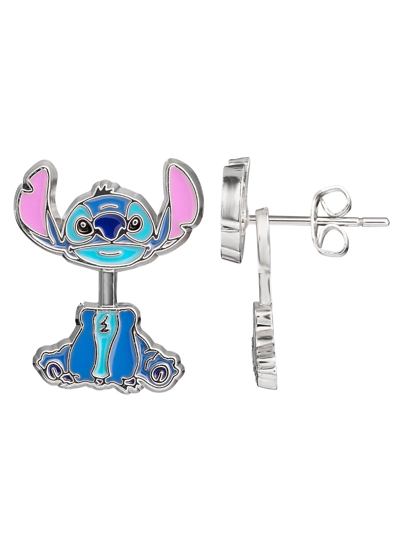 Disney Lilo and Stitch Sterling Silver 3D Blue Enamel Stud