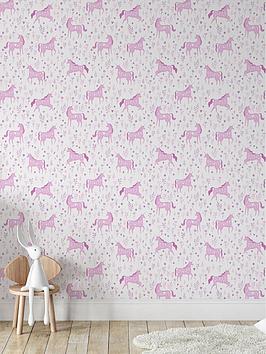 Product photograph of Catherine Lansfield Folk Unicorn Wallpaper from very.co.uk