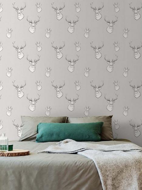 catherine-lansfield-stag-wallpaper