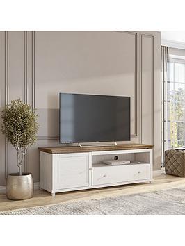 Product photograph of Very Home Evora Large Tv Unit - Fits Up To 77 Inch Tv - White Oak Effect from very.co.uk
