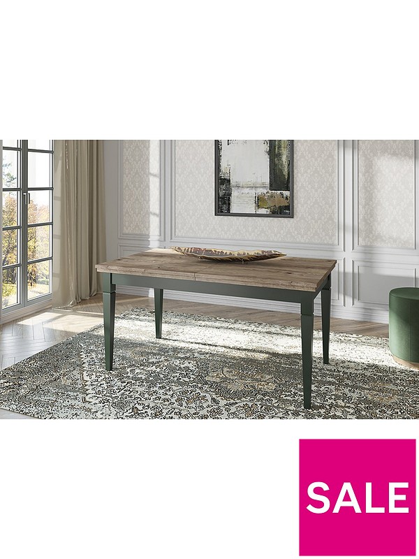Evora 160-240 cm Extending Dining Table - Green/Oak