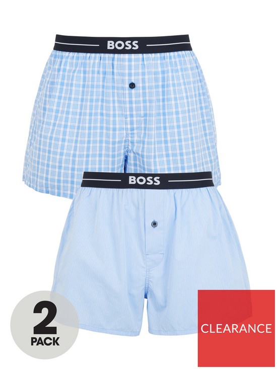 front image of boss-bodywear-2-pack-woven-boxer-open-blue