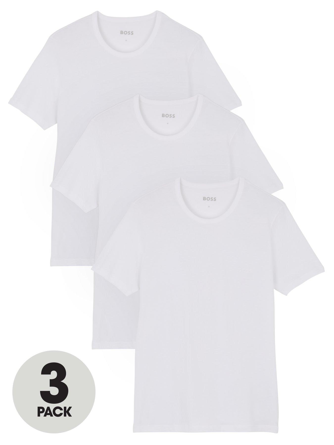 BOSS 3 Pack Classic Crew T-Shirt, White, Size 2Xl, Men