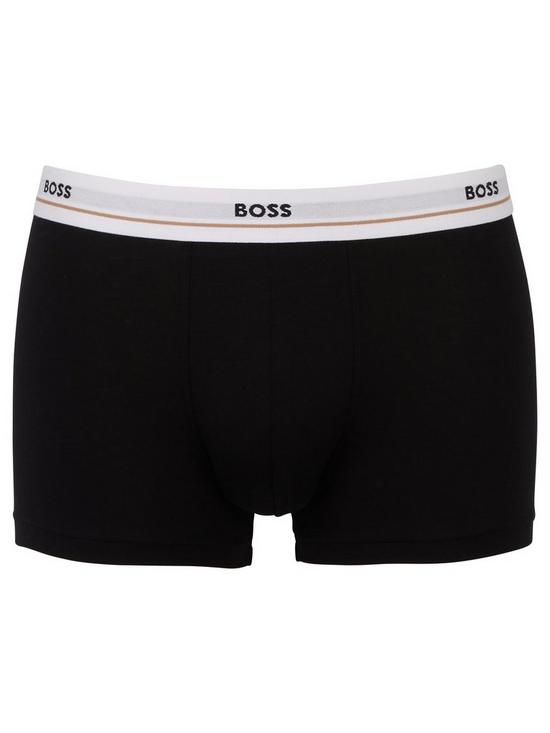 stillFront image of boss-bodywear-5-pack-essential-trunks-black