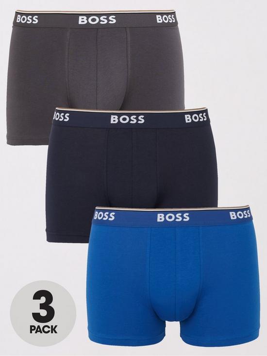 front image of boss-bodywear-3-pack-power-boxer-briefs-blue