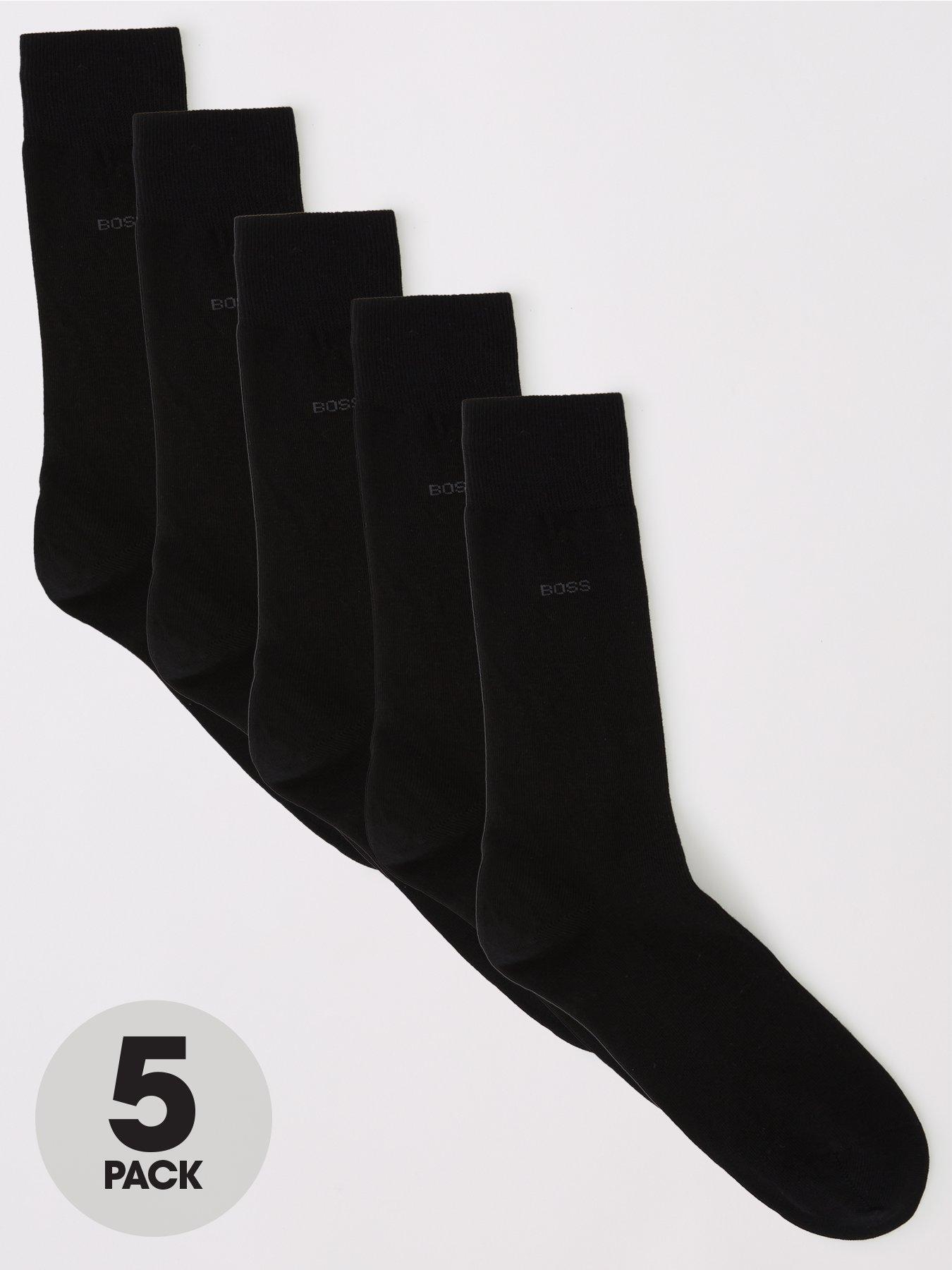 BOSS 5 Pack RS Uni Color Crew Socks - Black