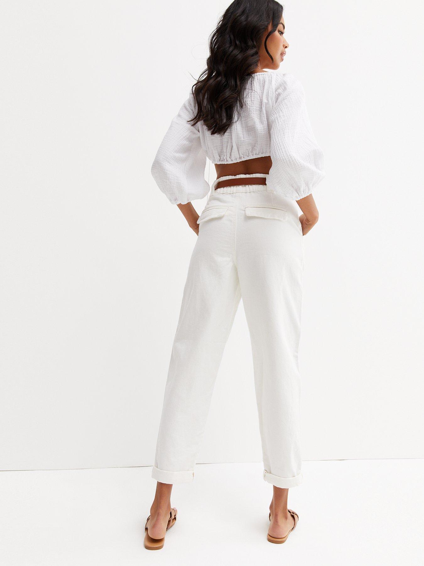 white belted trousers