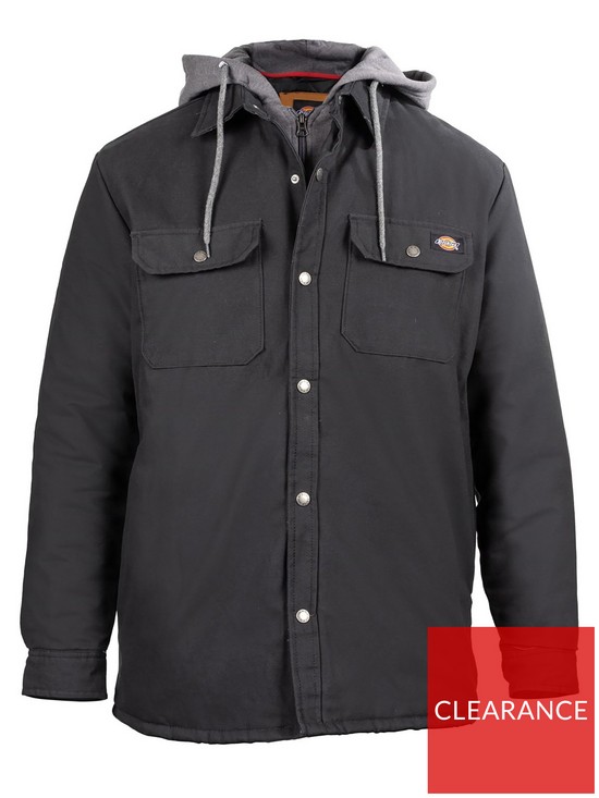 front image of dickies-duck-shirt-jacket-black