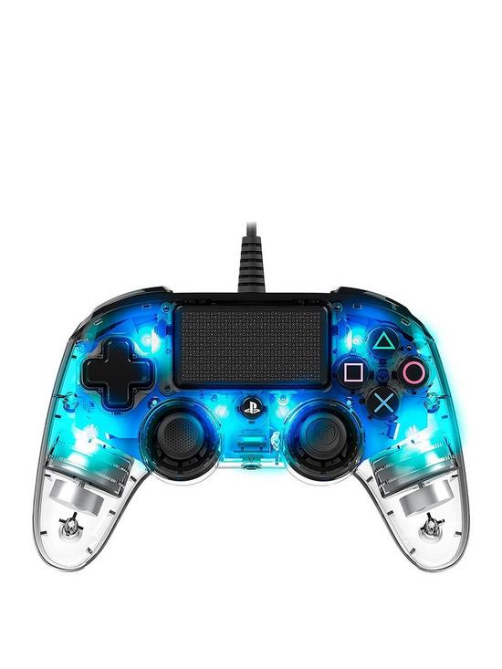 front image of playstation-4-compact-controller-clear-blue