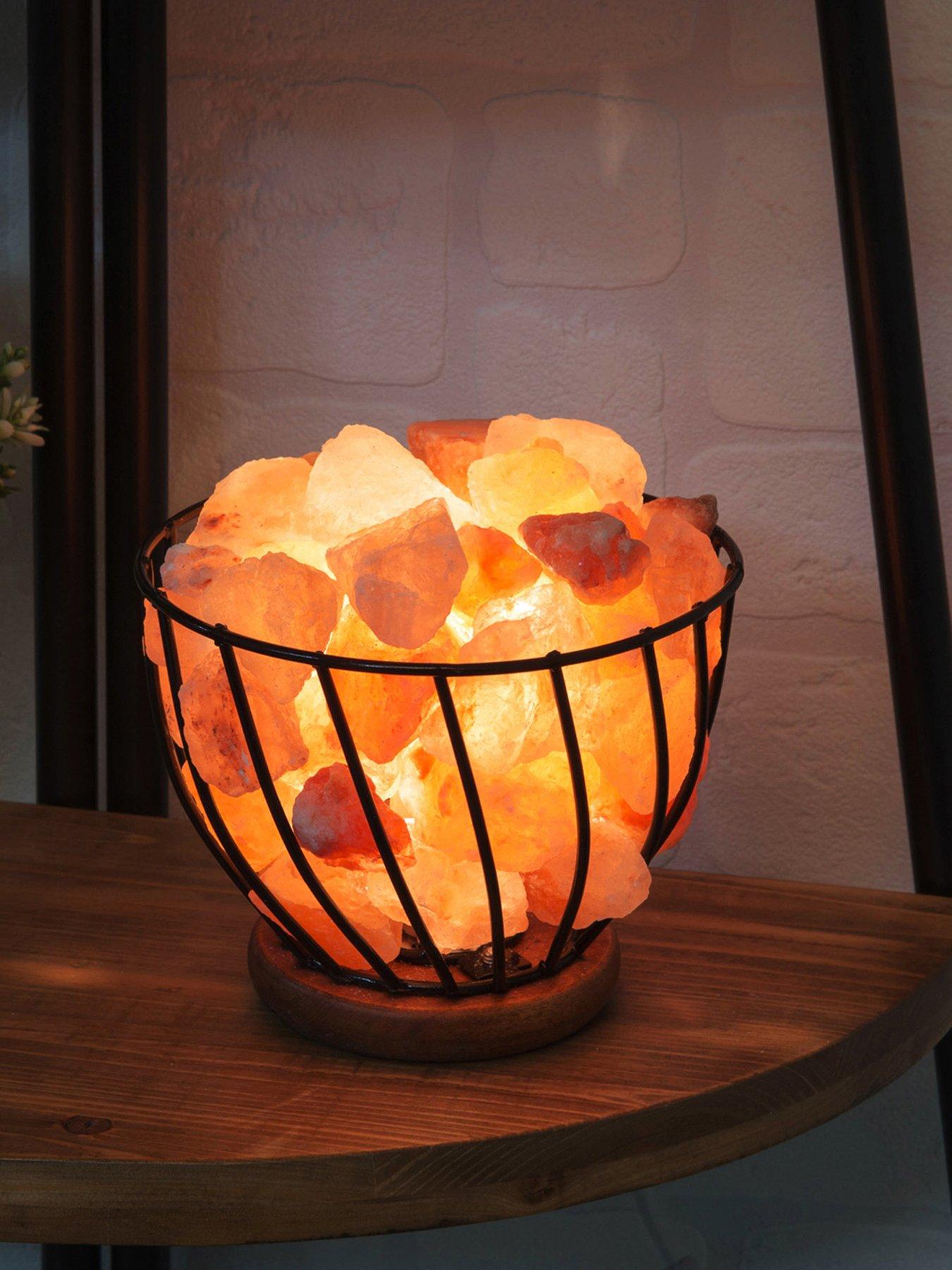 Image 1 of 3 of Hestia Himalayan Rock Salt Fire Effect Basket Lamp