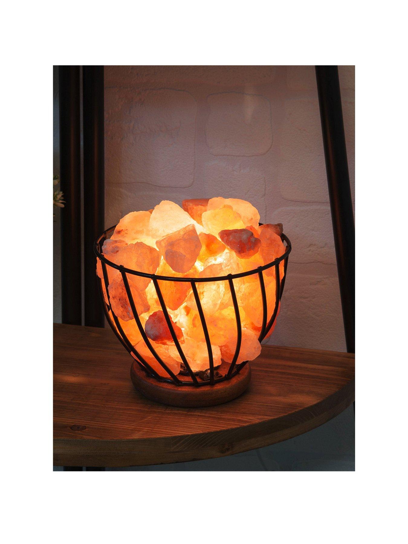 Hestia Himalayan Rock Salt Fire Effect Basket Lamp very.co.uk