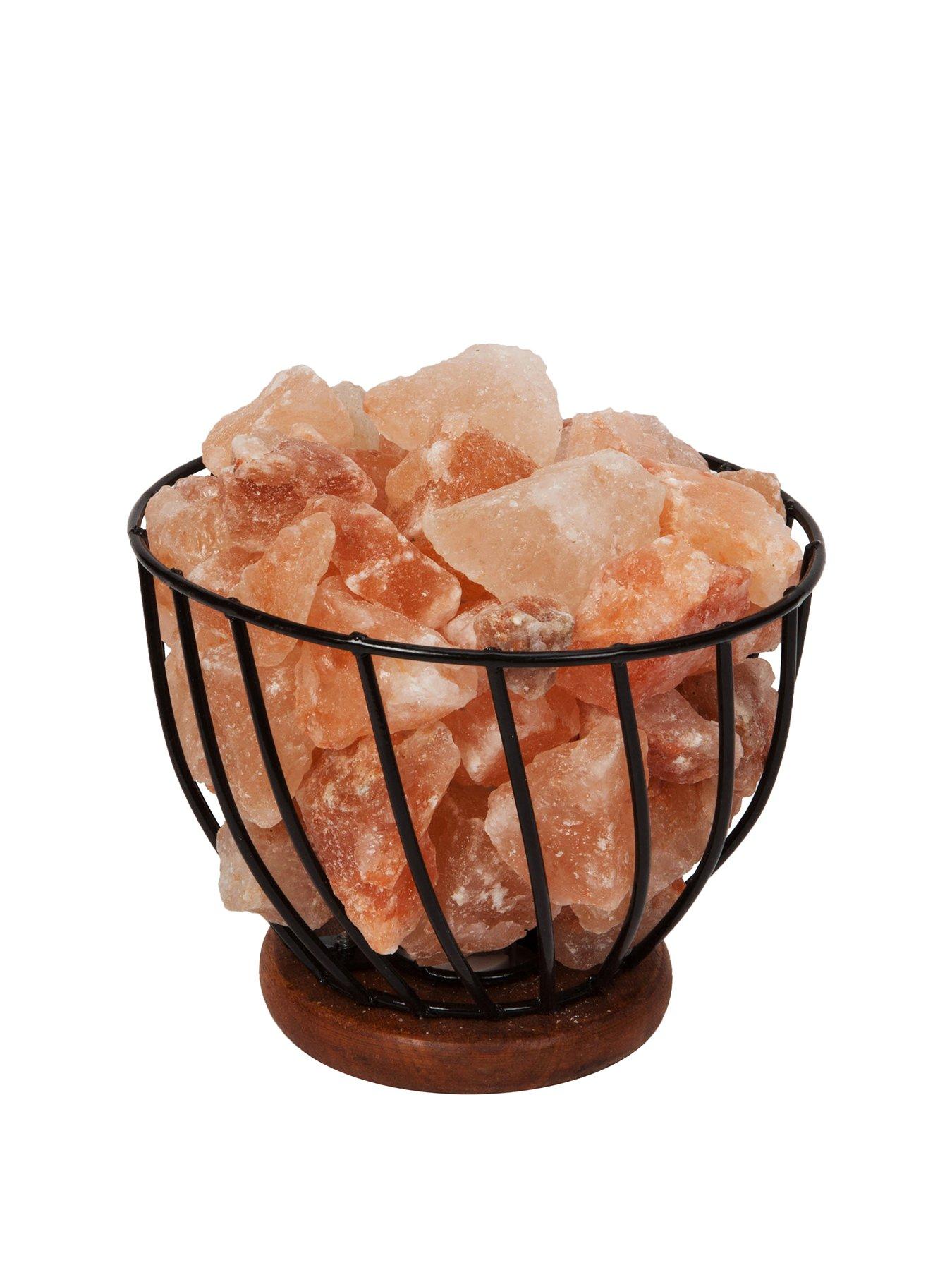 Image 2 of 3 of Hestia Himalayan Rock Salt Fire Effect Basket Lamp