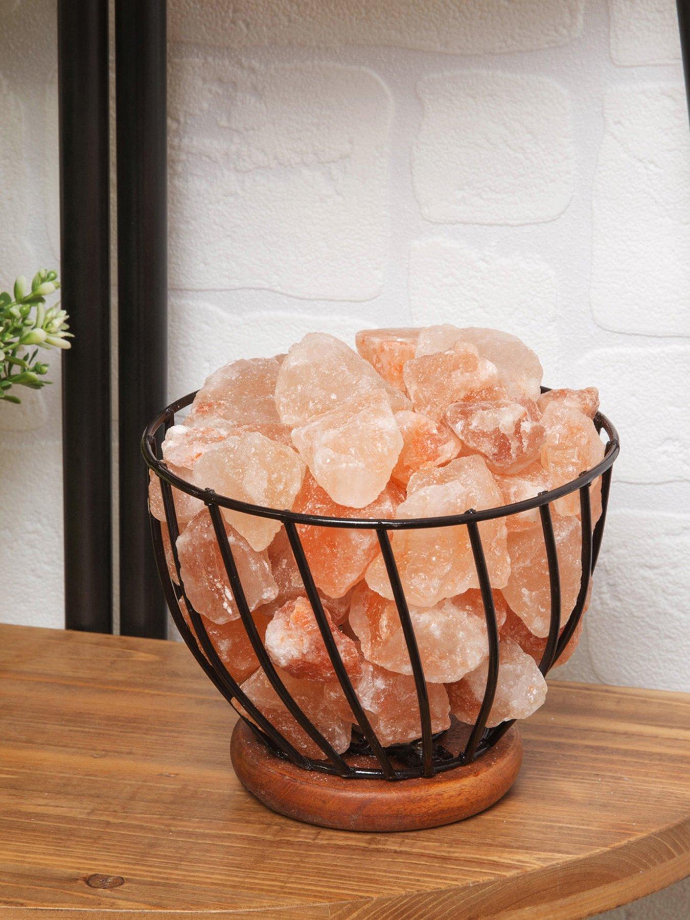 Image 3 of 3 of Hestia Himalayan Rock Salt Fire Effect Basket Lamp