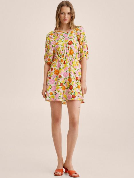 mango-floral-print-short-sleeved-dres