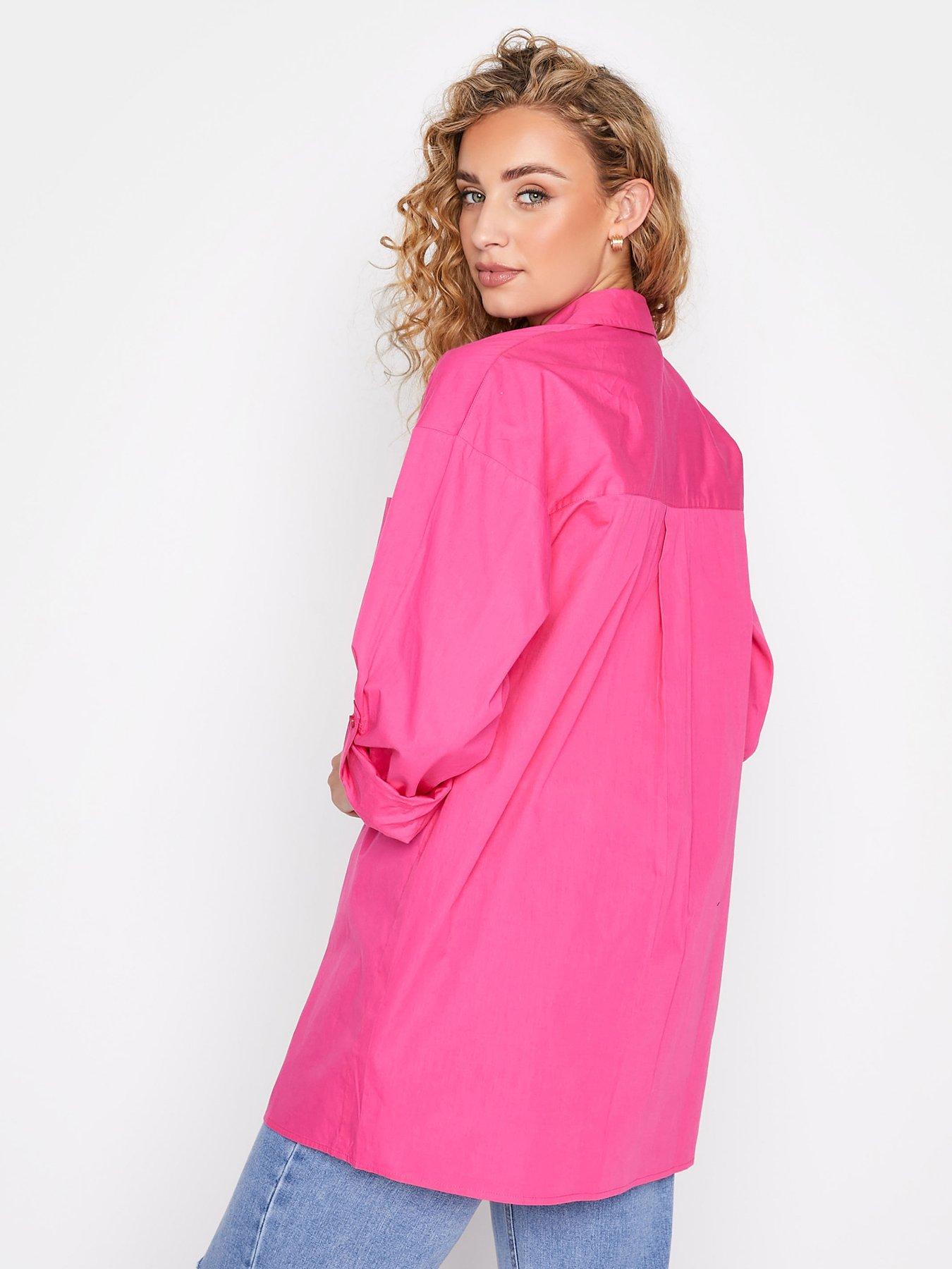 LTS Tall Women's Hot Pink Oversized Cotton Shirt