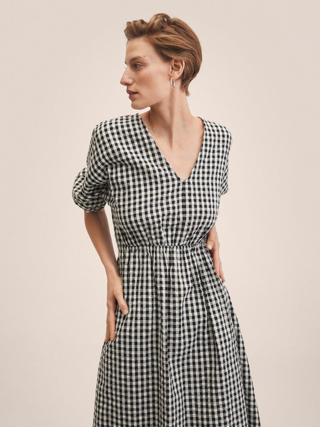 Mango gingham best sale midi dress