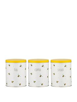 Product photograph of Price Kensington Sweet Bee Set Of 3 Steel Tea Coffee And Sugar Canisters from very.co.uk