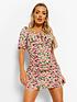  image of boohoo-floral-ruched-front-tie-detail-mini-dress