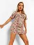  image of boohoo-floral-ruched-front-tie-detail-mini-dress