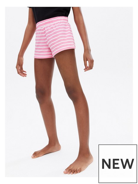 new-look-915-girlsnbspstripe-short-pyjama-set-with-sweet-logo-blackpink