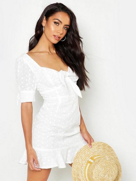 boohoo-knot-front-broderie-anglais-mini-dress-ivory