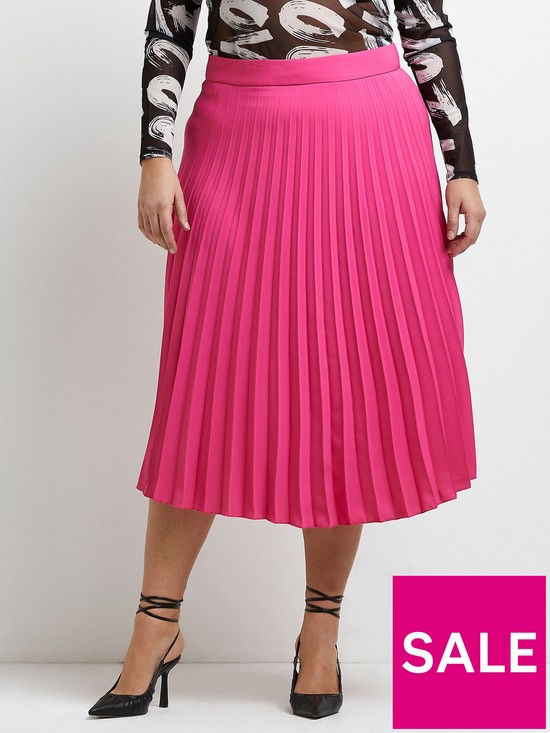 front image of ri-plus-pleated-midi-skirt-pink