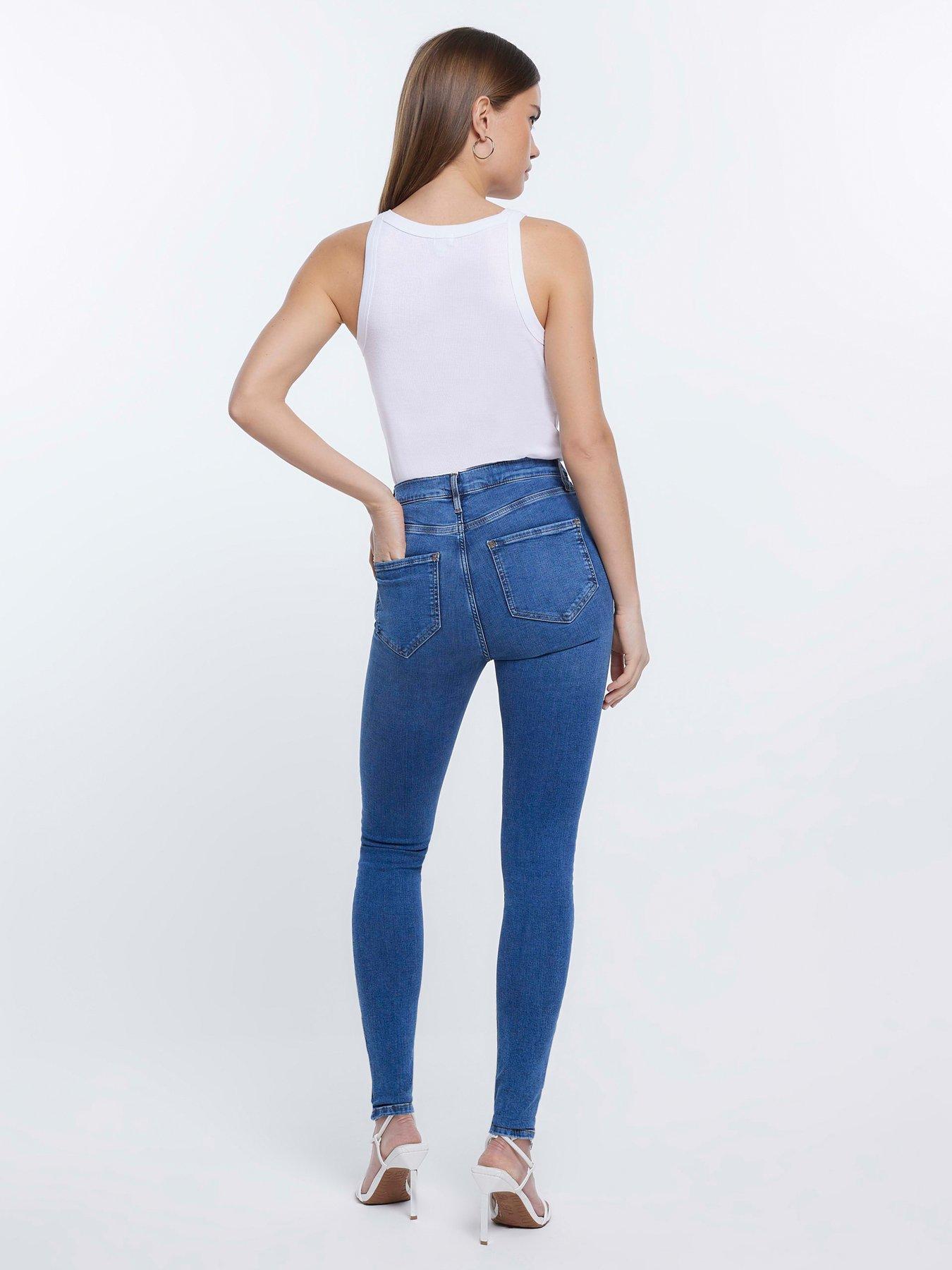 River Island Bright Blue Molly Mid Rise jeggings