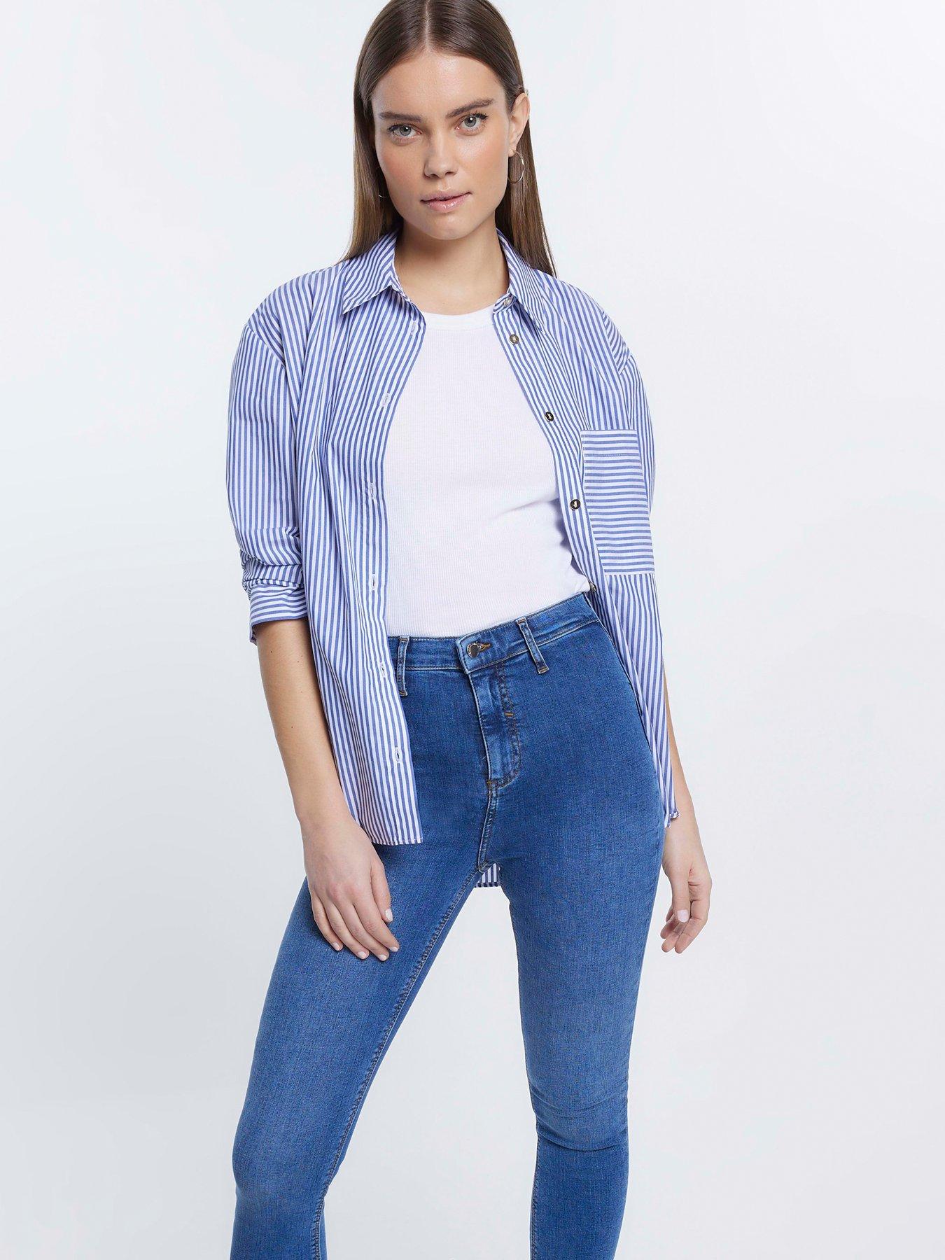 Image 4 of 5 of River Island High Waisted Jeggings - Blue
