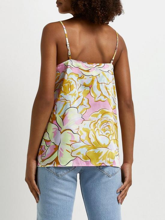 stillFront image of river-island-floral-satinnbspcami-top-yellow
