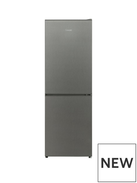 swan-sr15880s-50cm-wide-146cm-high-freestanding-low-frost-fridge-freezer-silver